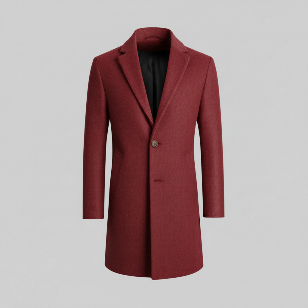 Men's Long Overcoat | Notched Lapel Two-Button Design