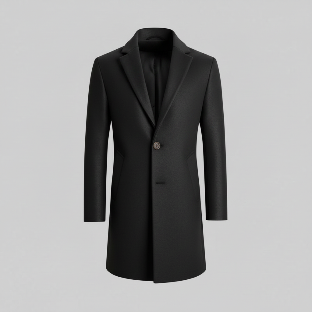 Men's Long Overcoat | Notched Lapel Two-Button Design