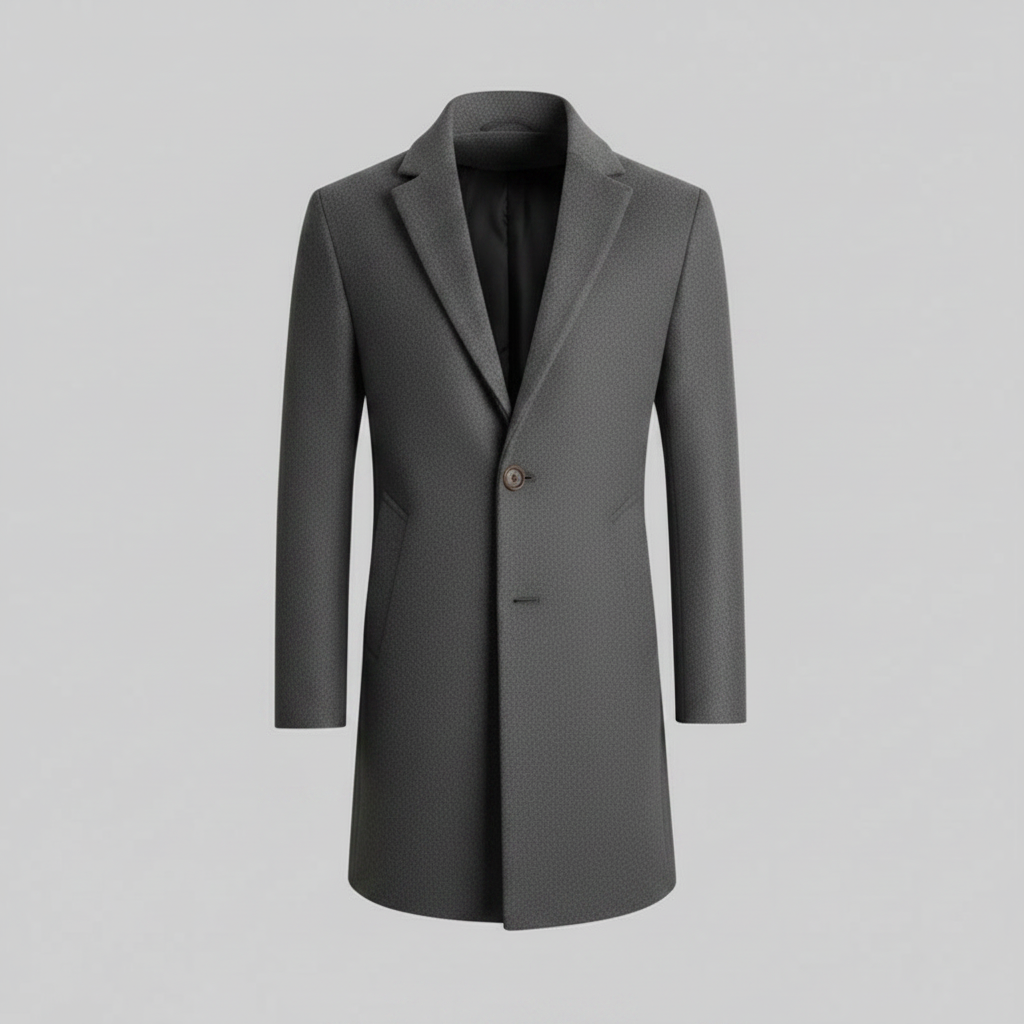 Men's Long Overcoat | Notched Lapel Two-Button Design