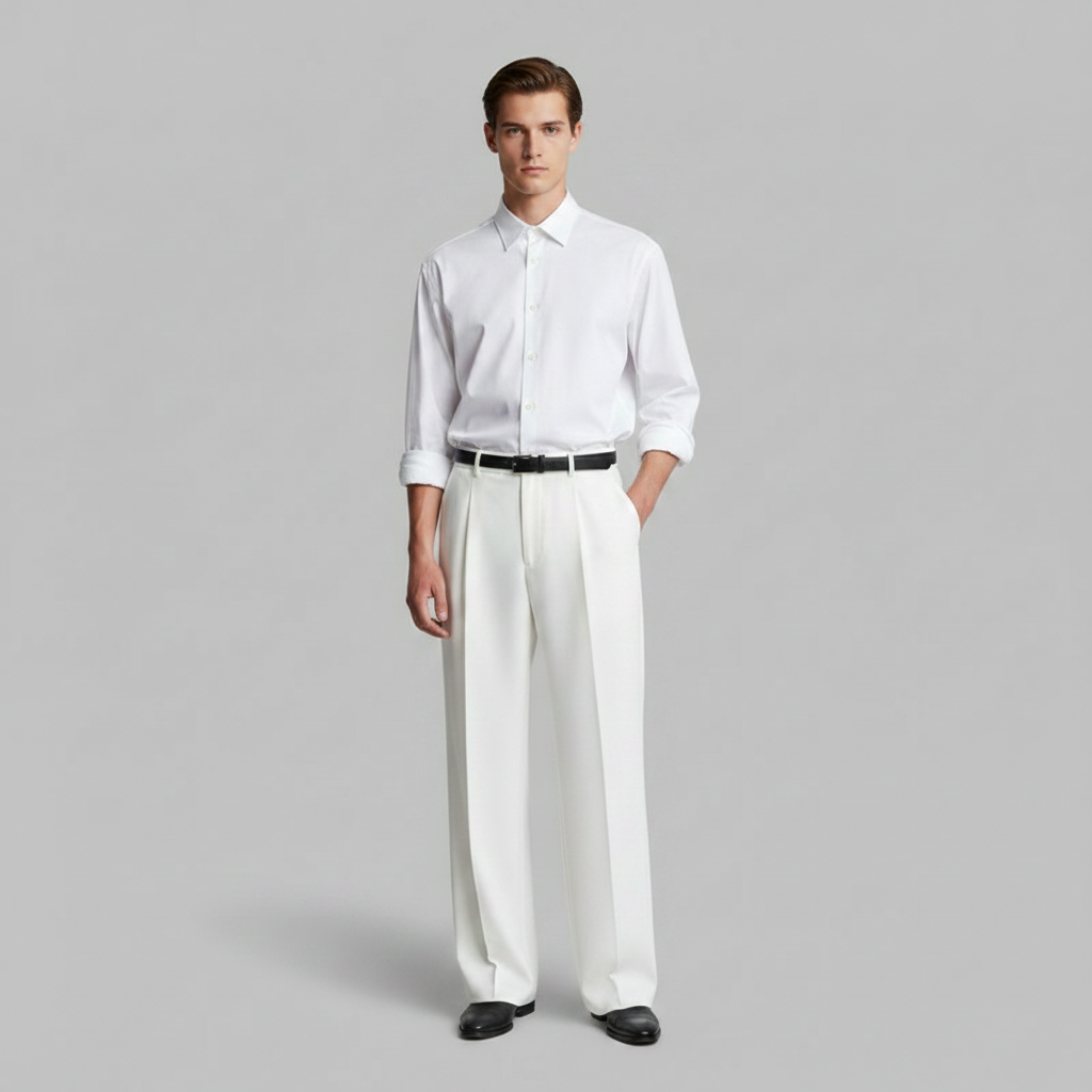 Men's Straight Fit Pleated Pants | Formal Trousers