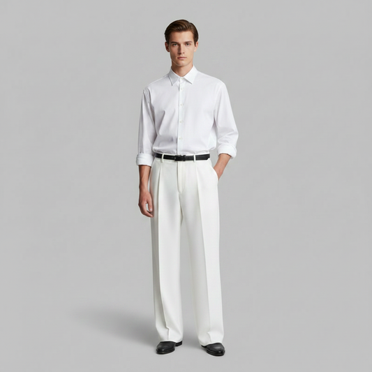 Men's Straight Fit Pleated Pants | Formal Trousers