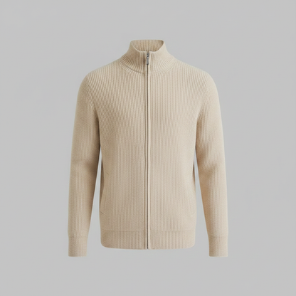 Men's Slim Fit Zip Up Cardigan | Ribbed Knit Layering Sweater
