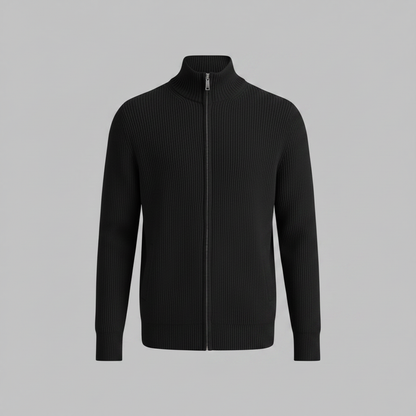 Men's Slim Fit Zip Up Cardigan | Ribbed Knit Layering Sweater