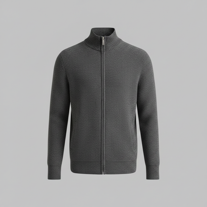 Men's Slim Fit Zip Up Cardigan | Ribbed Knit Layering Sweater