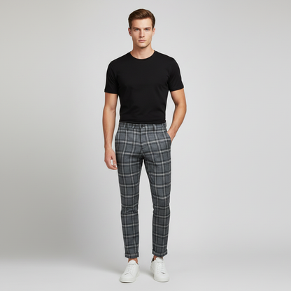 Sasha | Men's Checked Low Waist Chino Pants